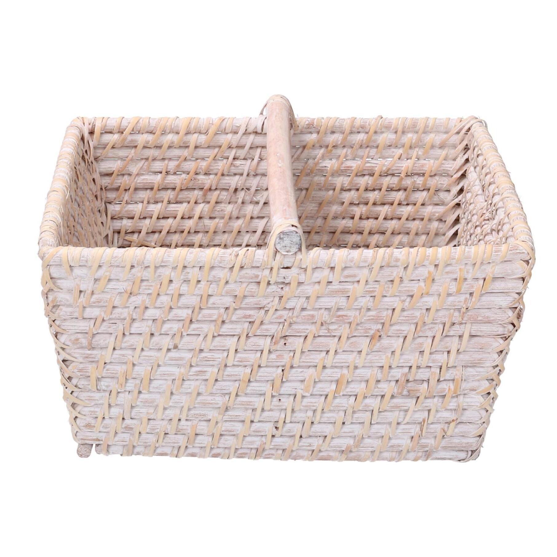 Portatutto in rattan algarve bianco rettangolare cm26x21h15