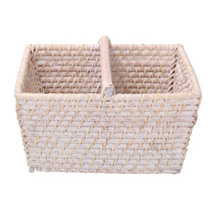 Portatutto in rattan algarve bianco rettangolare cm26x21h15