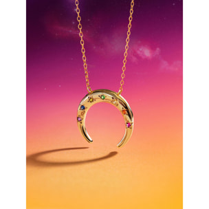 Collar Moonset Colors Plata Baño Oro