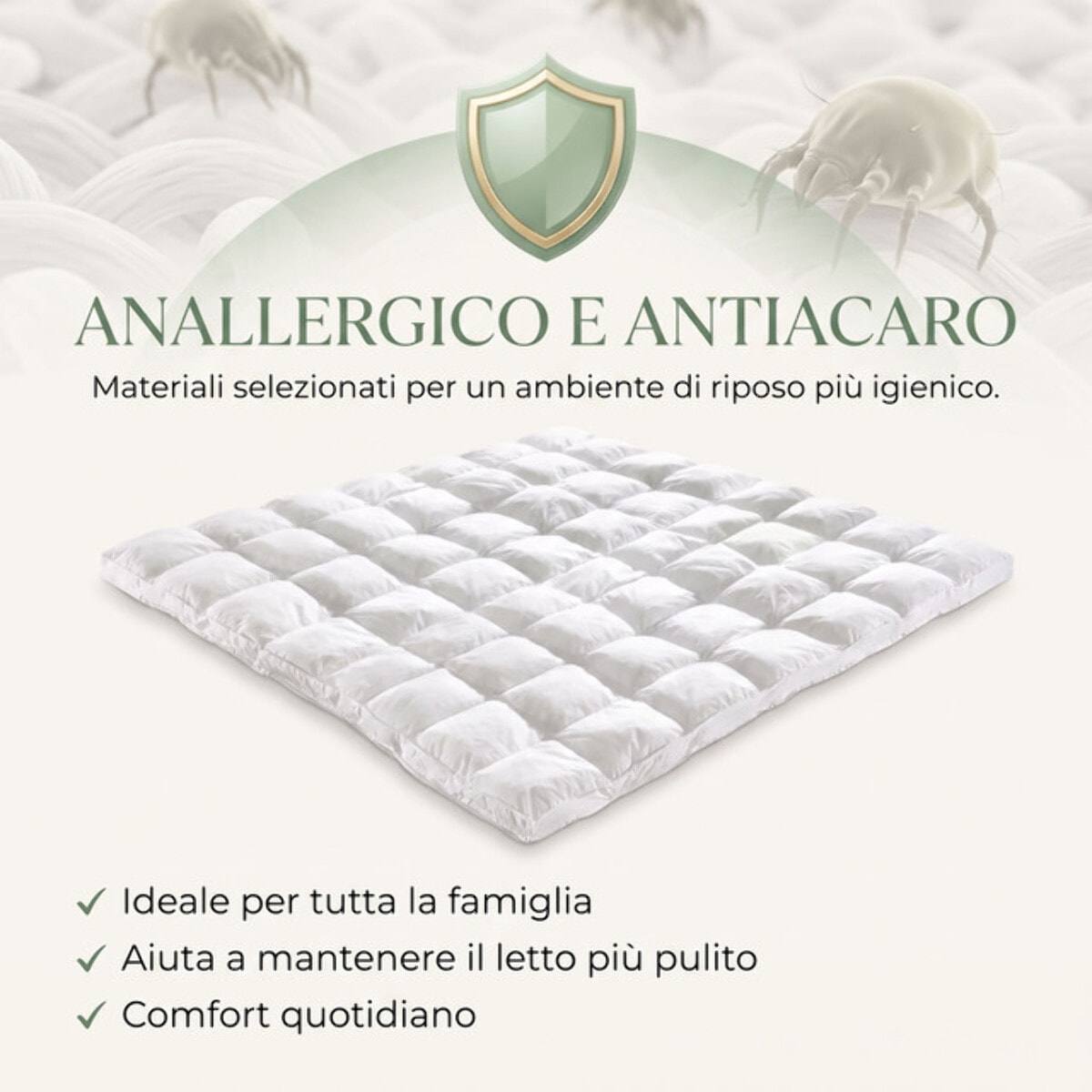 Topper Materasso Effetto Piuma in Microfibra con Imbottitura Siliconata 850 g/m², Impermeabile e Trapuntato con Angoli Elasticizzati, Extra Morbido e Confortevole