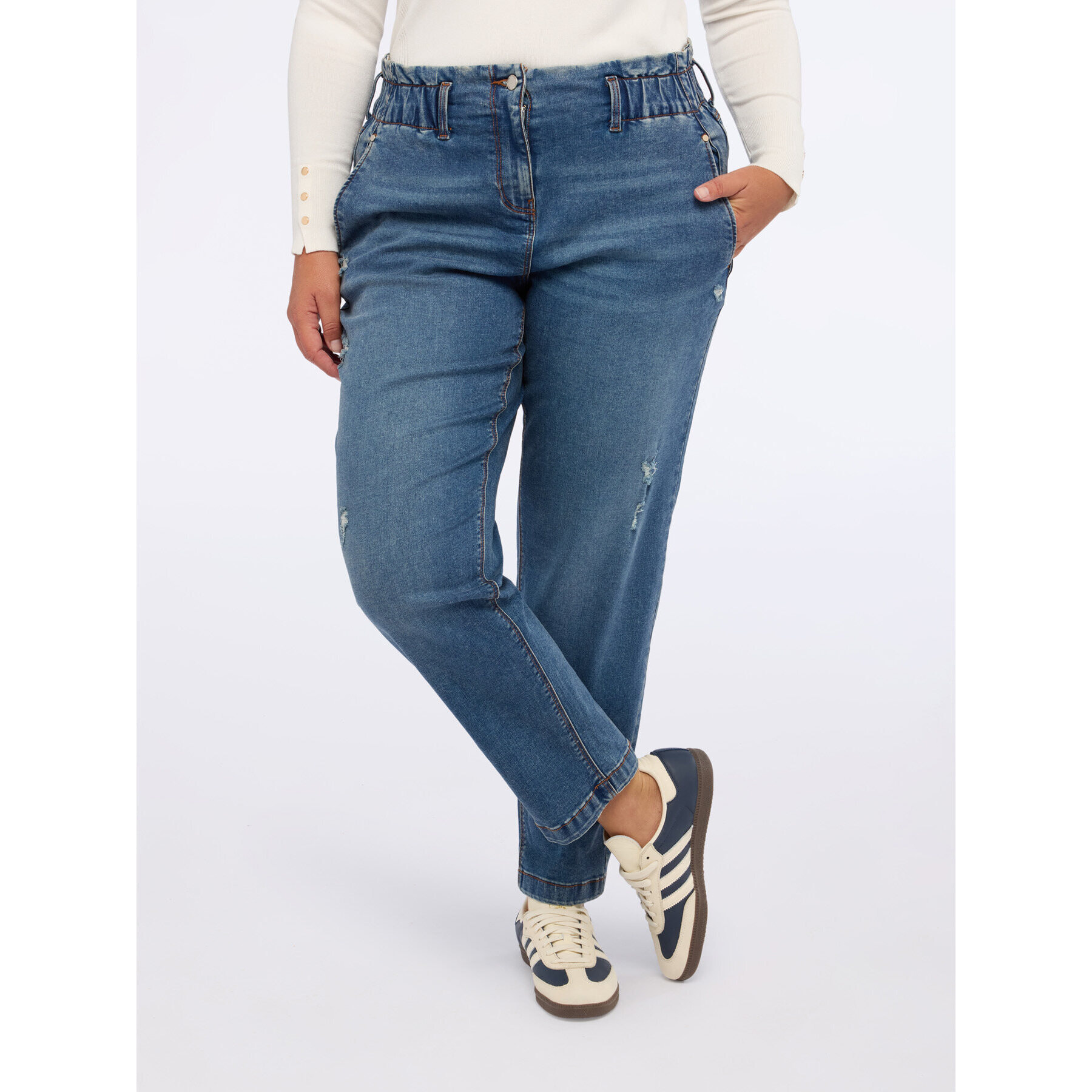 Fiorella Rubino - Jeans globo con micro roturas - Azul
