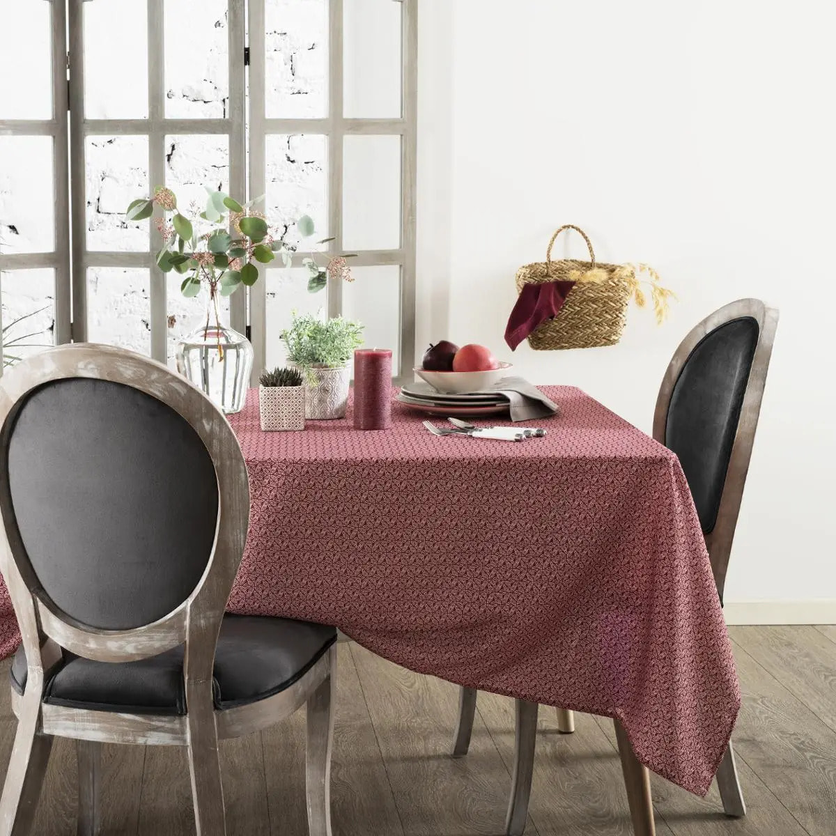 Nappe anti-tache "Olia" - rose - 140x240 cm