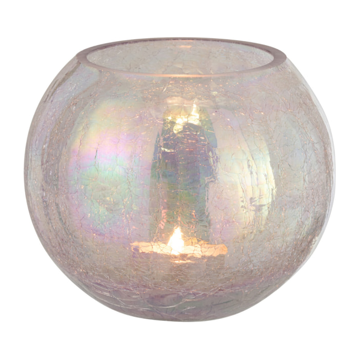 J-Line Photophore Boule Craquele Verre Effet Nacre Mauve Large