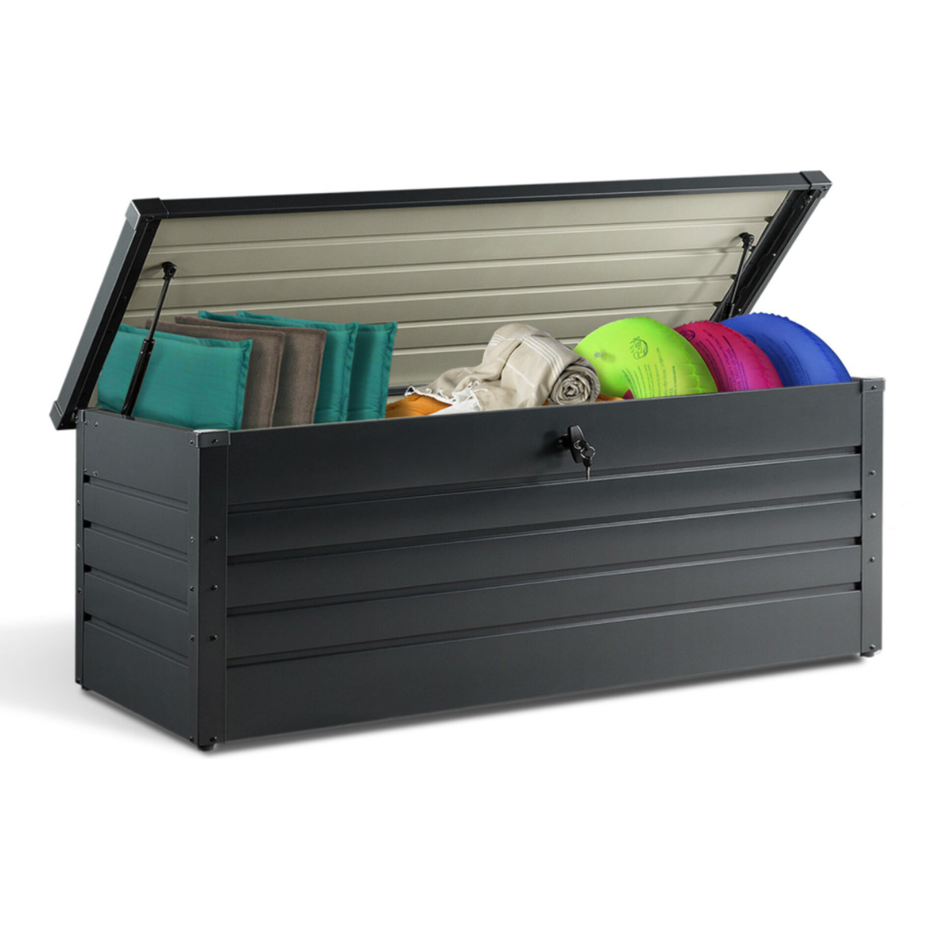 Coffre de jardin métal gris 600L