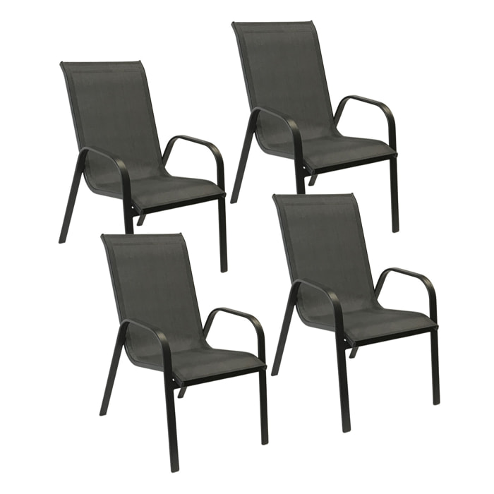 Lot de 4 chaises MARBELLA en textilène gris - aluminium gris anthracite