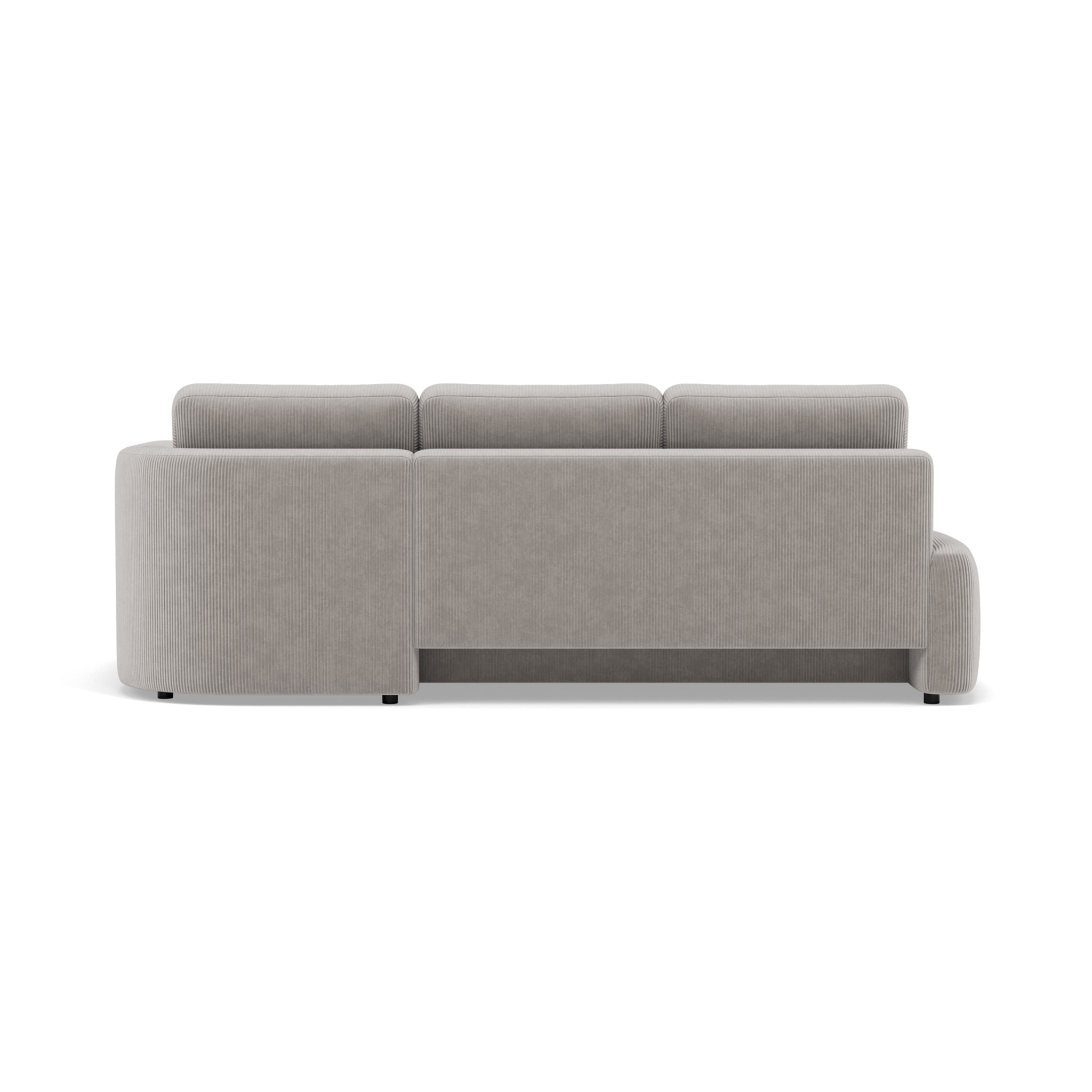 Mahina - canapé d'angle droit 4 places convertible avec coffre en velours côtelé - Gris clair