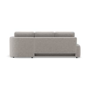 Mahina - canapé d'angle droit 4 places convertible avec coffre en velours côtelé - Gris clair
