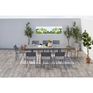 Table de jardin extensible 6 chaises et 2 fauteuils en alu  LACERDA