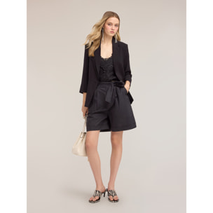 Motivi - Blazer monopetto in tencel con pizzo - Nero