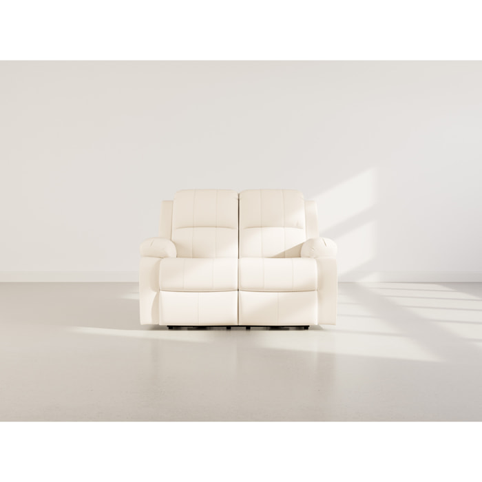 Armand - Canapé 2 places relax électrique en simili - Beige