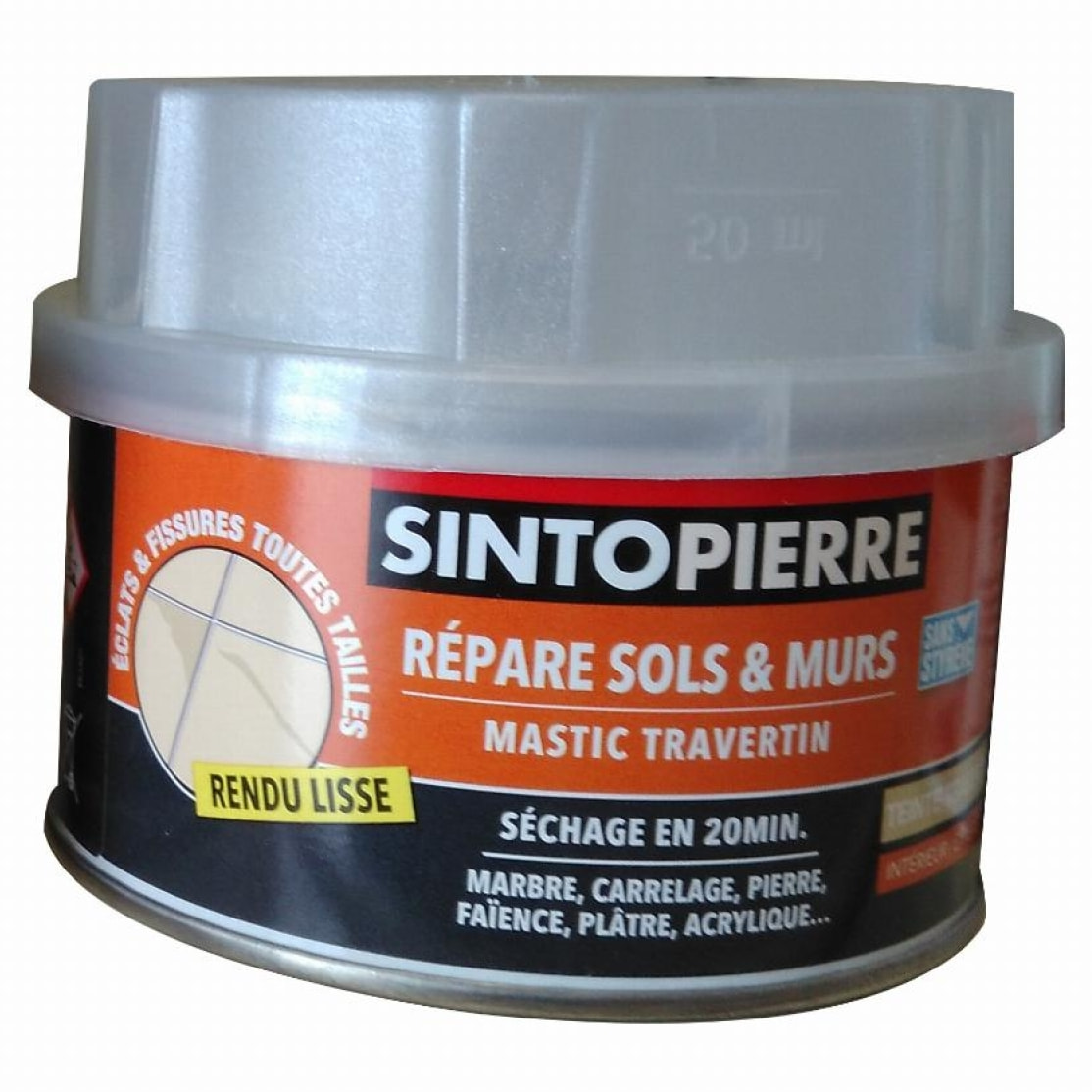 Mastic de réparation SINTOPIERRE Beige Travertin - Boite de 170ml - 32080