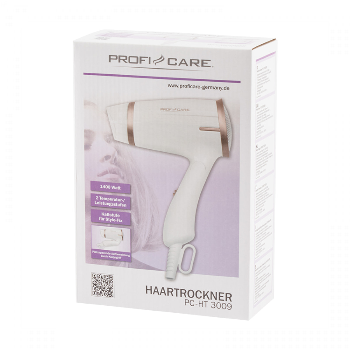 Sèche-cheveux pliable 1400W Proficare blanc PC-HT 3009 Blanc