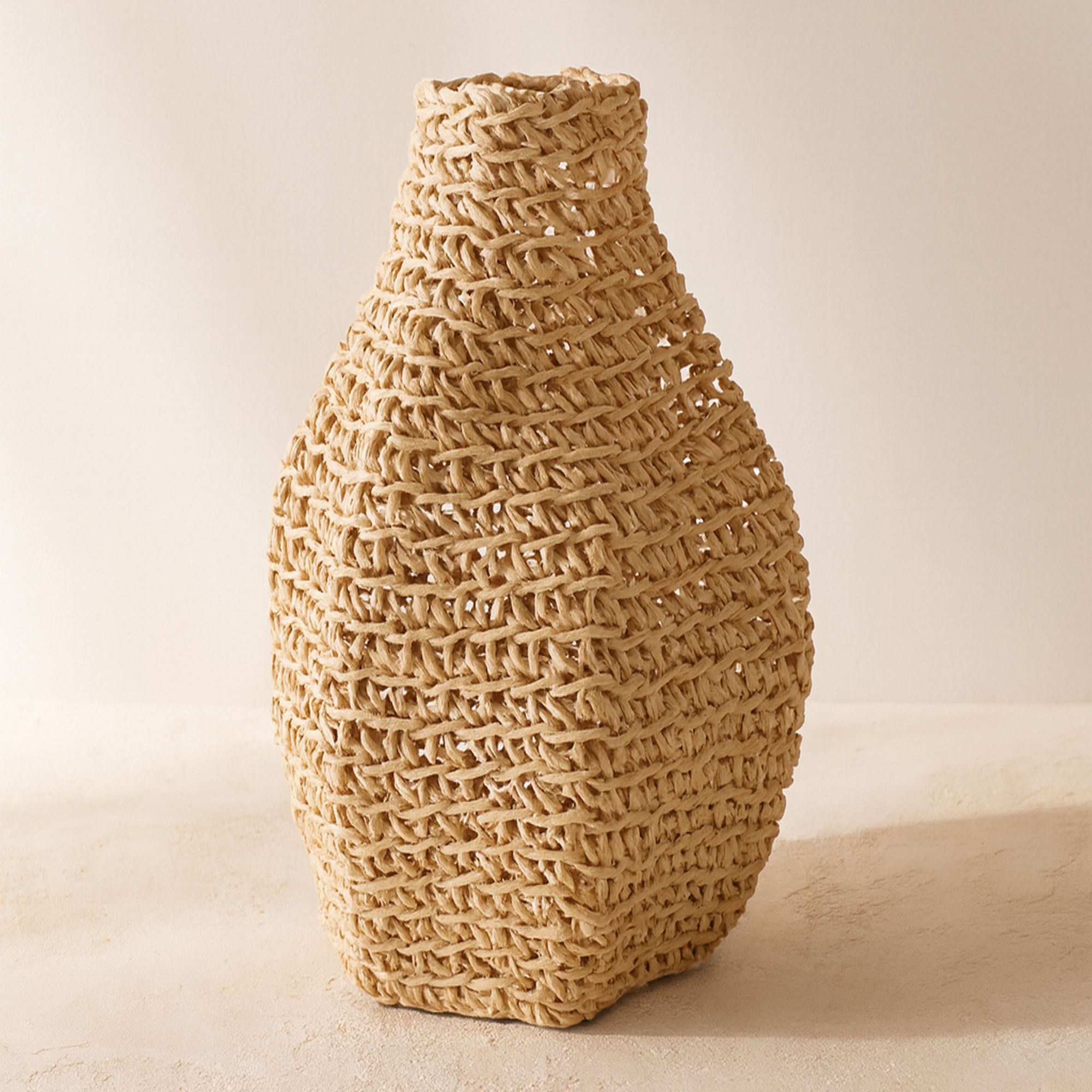 Jarre décorative en fibre d'abaca h55cm