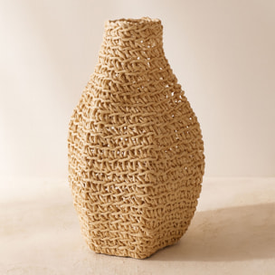 Jarre décorative en fibre d'abaca h55cm