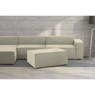Pouf Assisi, Pouf da salotto, Poltroncina relax in tessuto imbottito, 100% Made in Italy, 100x70h43 cm, Beige