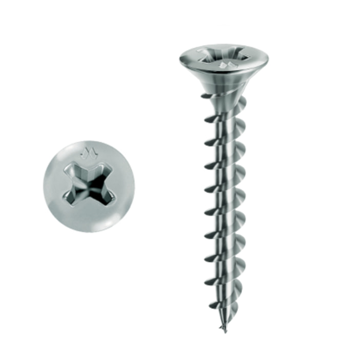 Vis MUSTAD Framex pour PVC - Tête fraisée réduite Philips - Ø4.3x22 mm - Boite de 1000 - Chromiting - SP436B430220C8C