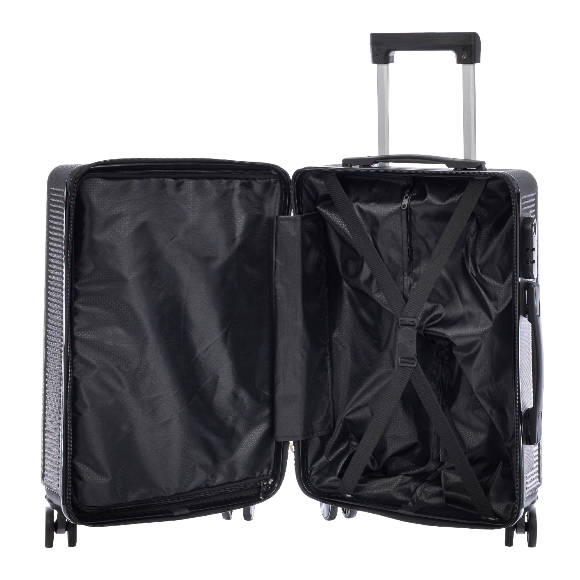 Juego de 3 maletas Trolley, en material ligero ABS de alta resistencia. Cerradura numérica y 4 ruedas dobles extraíbles y giratorias 360°.