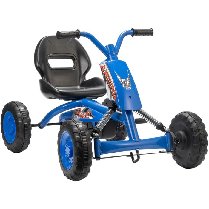 Kart Pedales, Go Kart con Ruedas PP, Marco de Acero, Carga 30 kg, para Niños y Niñas de 2-5 Años, Azul