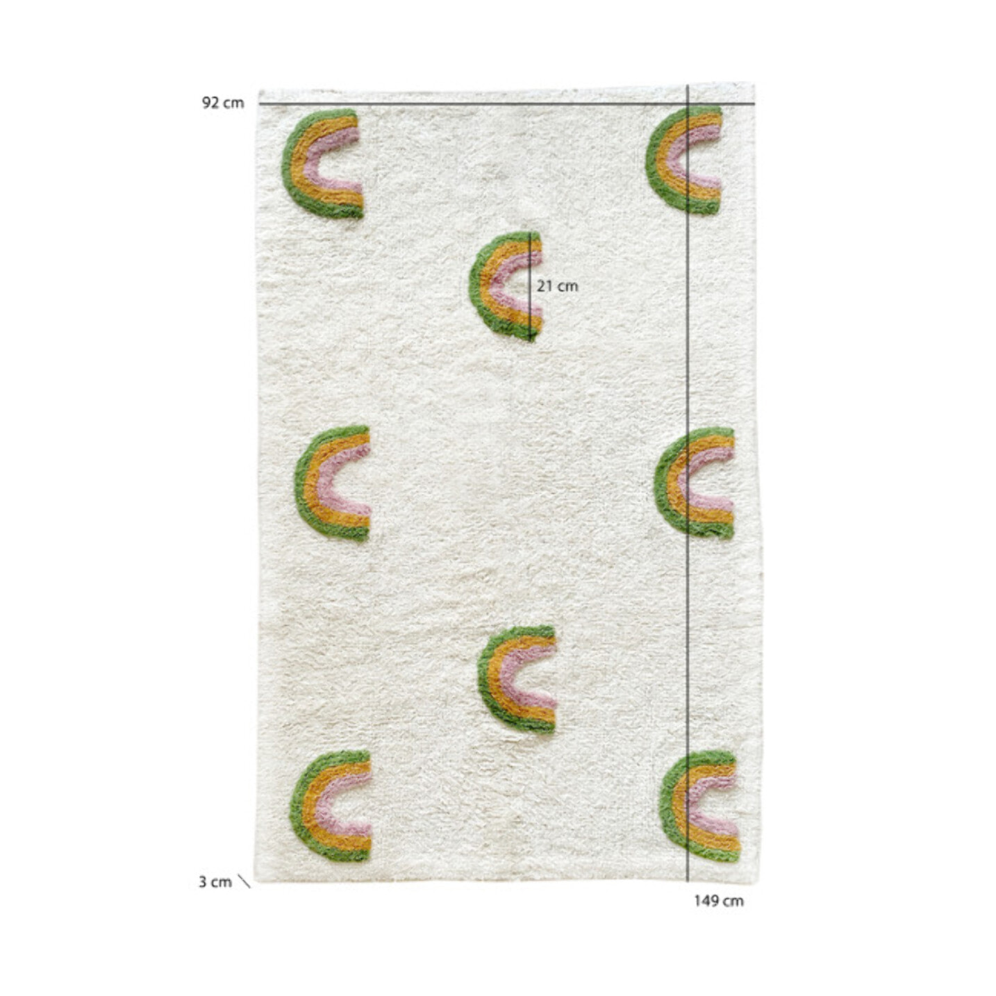 Tapis enfant rectangulaire arc-en-ciel 90 x150cm - RAINBOW