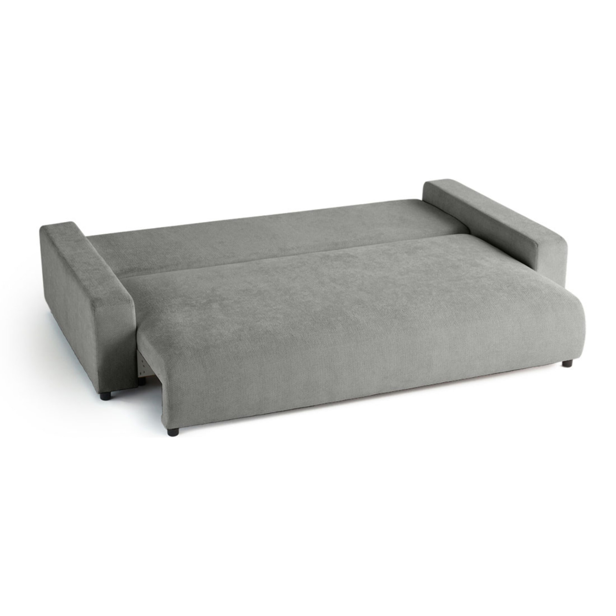 Pivoine - canapé droit 3 places - convertible avec coffre - en velours texturé - Gris