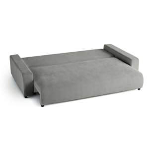 Pivoine - canapé droit 3 places - convertible avec coffre - en velours texturé - Gris