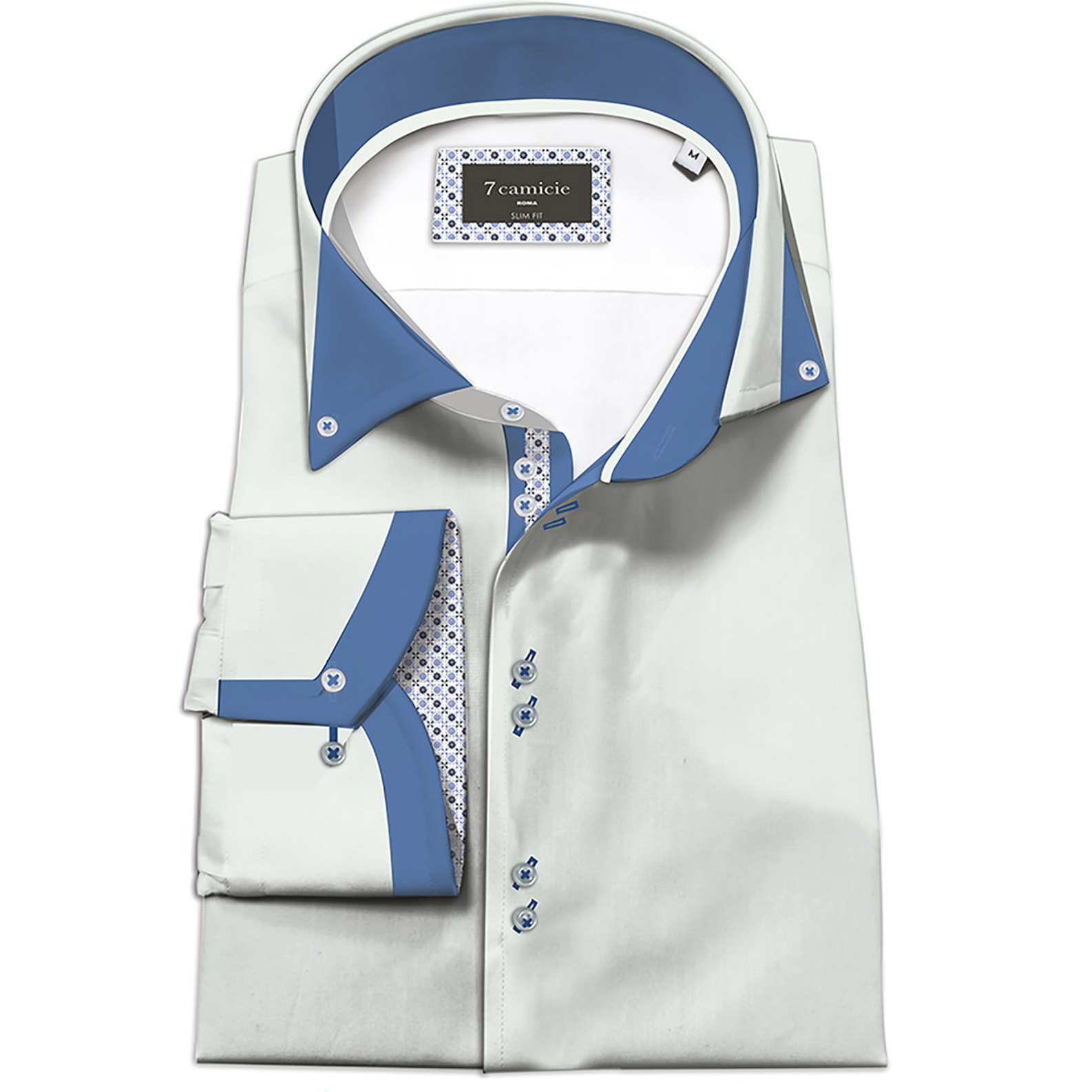 Camicia Uomo Botton Down Slim Popeline Stretch Unito Bianco