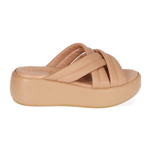 Zapatillas color nude, plataforma de 5,5 cm