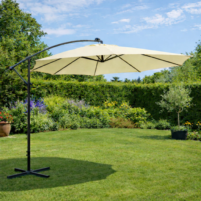 Parasol Bulle LED déporté carré 3x3m écru DAVAGNA