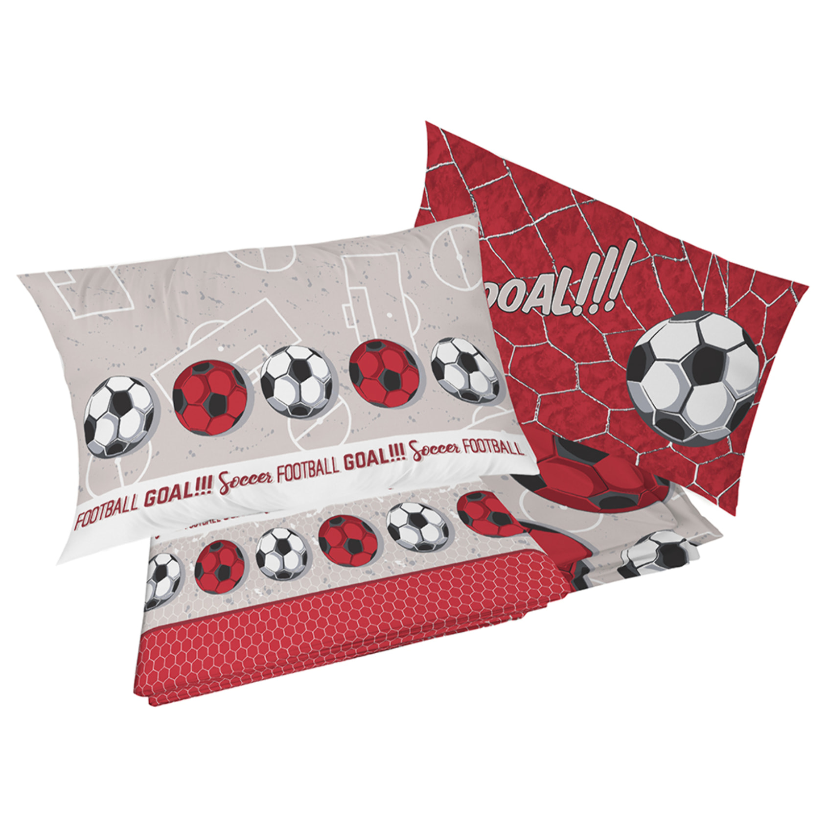 Completo letto calcio rosso 100% cotone