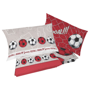 Completo letto calcio rosso 100% cotone