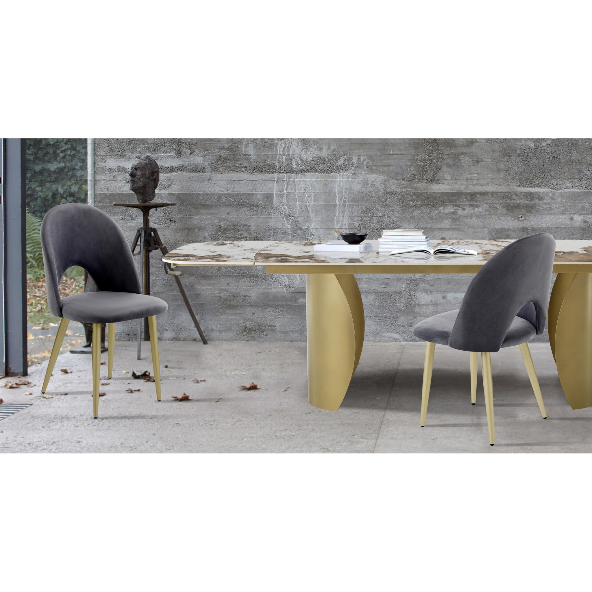 TOMASUCCI set 4 sedie NAIL GREY / GOLD