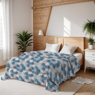 TRAPUNTA BASIC INVERNALE STAMPATA MATRIMONIALE, SOFFIONI BLU