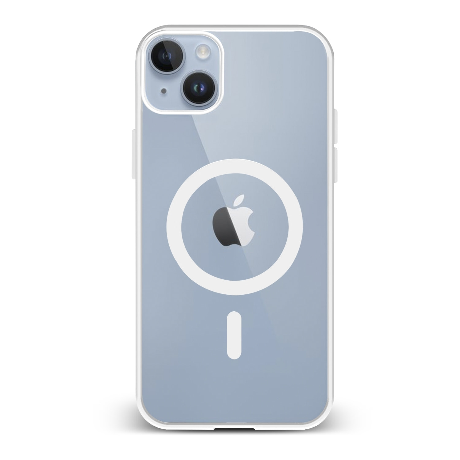 DAM Custodia ibrida anti-shock  Magsafe per iPhone 14 Plus. Bordi in silicone e retro in PVC. 8,09x1,06x16,36 cm. Colore bianco