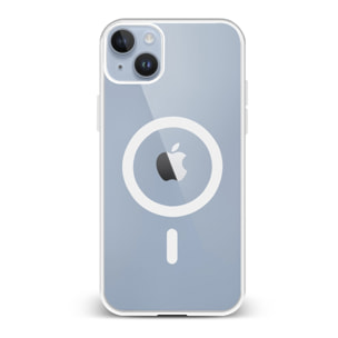 DAM Custodia ibrida anti-shock  Magsafe per iPhone 14 Plus. Bordi in silicone e retro in PVC. 8,09x1,06x16,36 cm. Colore bianco
