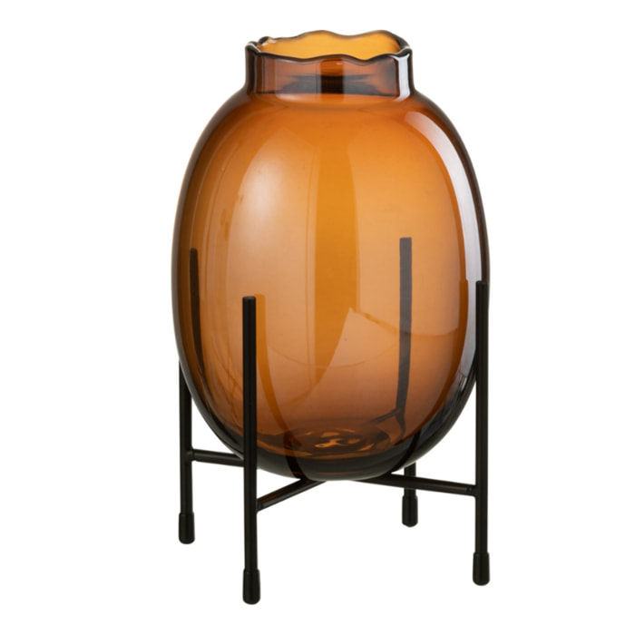 J-Line vase Sur Pied - verre - marron - small - 26 cm de hauteur
