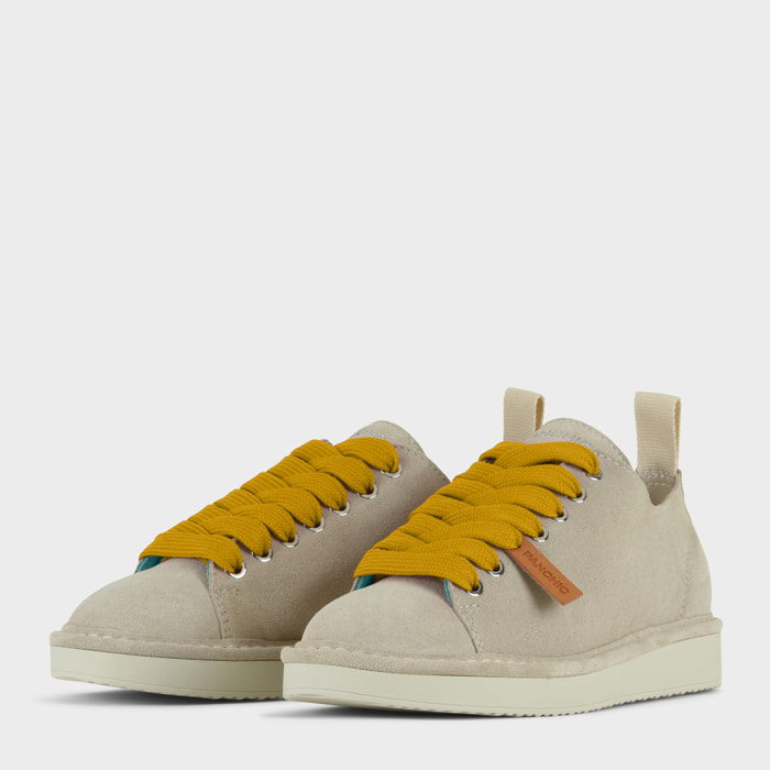 SCARPA ALLACCIATA P01 UOMO IN SUEDE NEBBIA-GIALLO