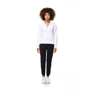 Tuta donna Zip con cappuccio in felpa non garzata e pantaloni con costina