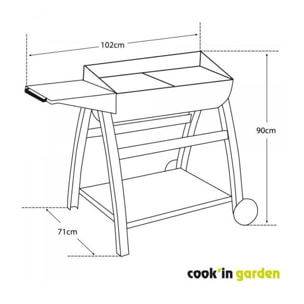 Barbecue charbon COOK'IN GARDEN TONINO 50 noir sur chariot 50 cm