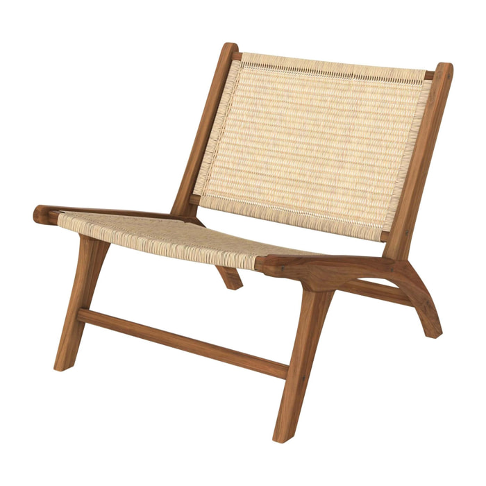 Fauteuil en bois de teck et tressage vannerie en rotin - Kilka