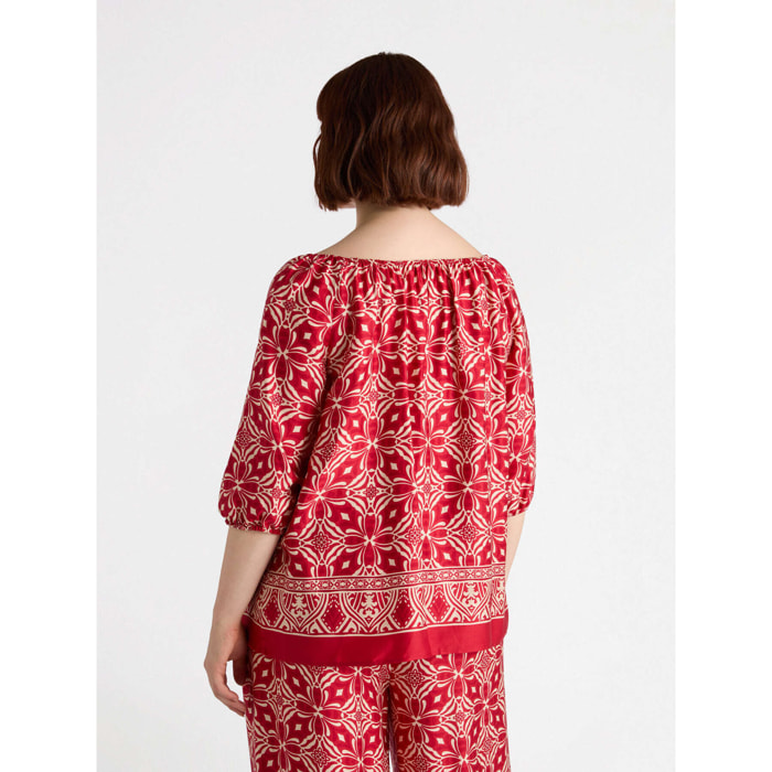 Fiorella Rubino - Blusa con estampado étnico - Rojo