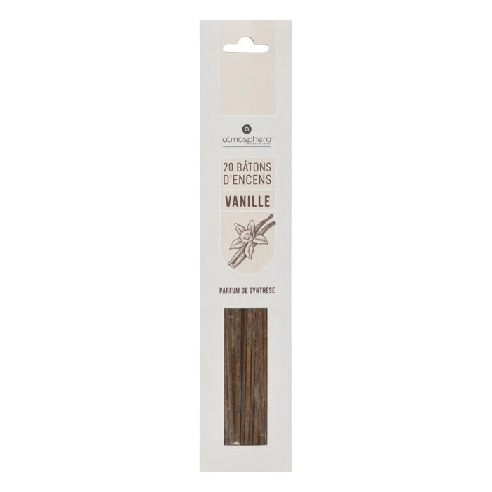 Lot de 20 bâtons d'encens vanille H25cm