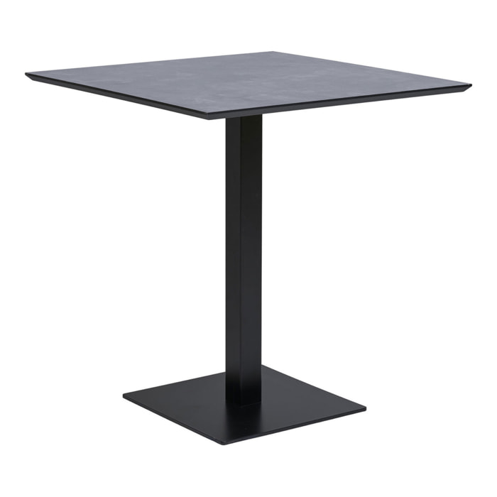 Tavolo bistrot Fano effetto pietra con base in metallo nero 70x70x75 cm