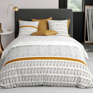 Parure housse de couette imprimé 100% coton - louxor - gris
