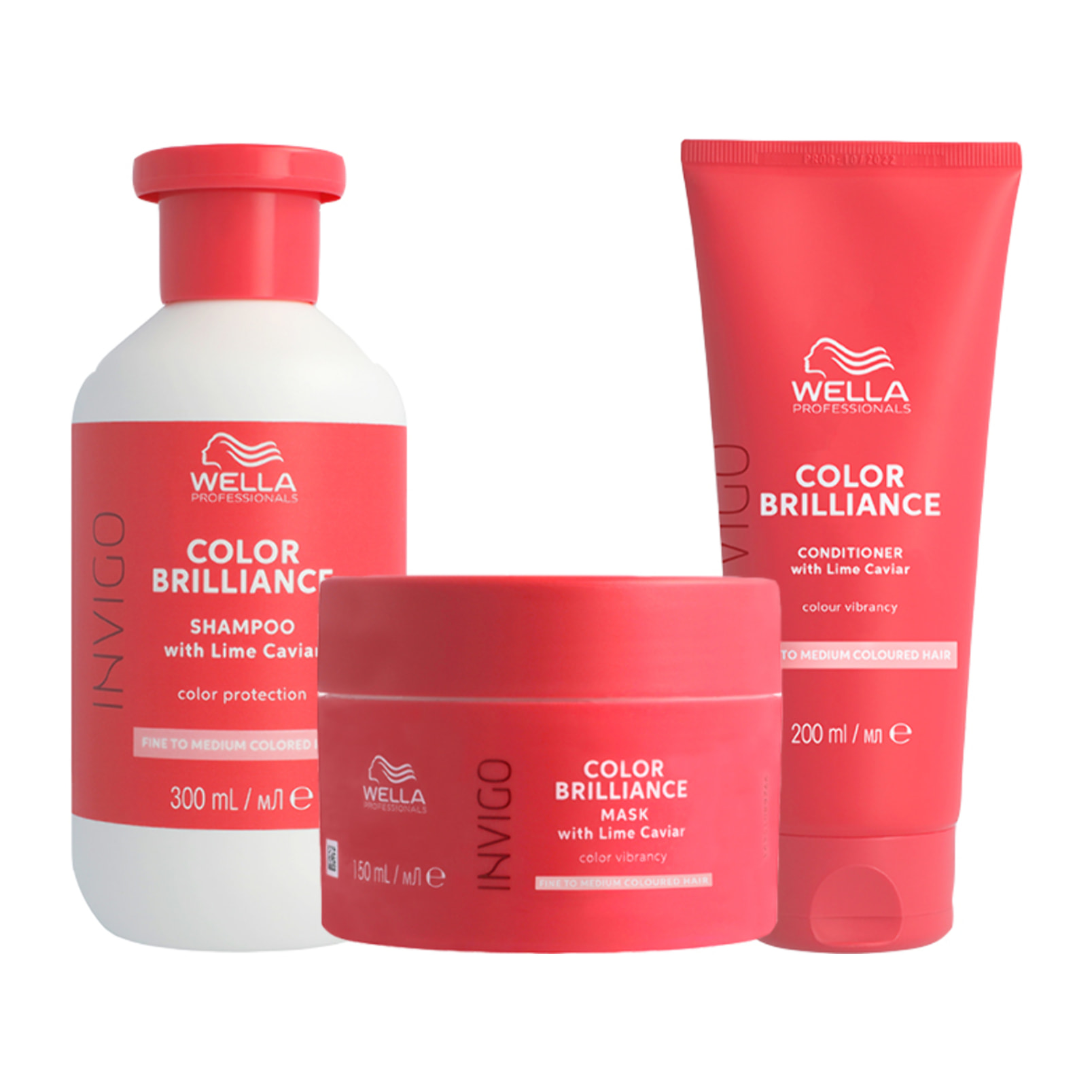 WELLA Kit Invigo Color Brilliance Champú Cabello Fino 300ml + Mascarilla 150ml + Acondicionador 200ml