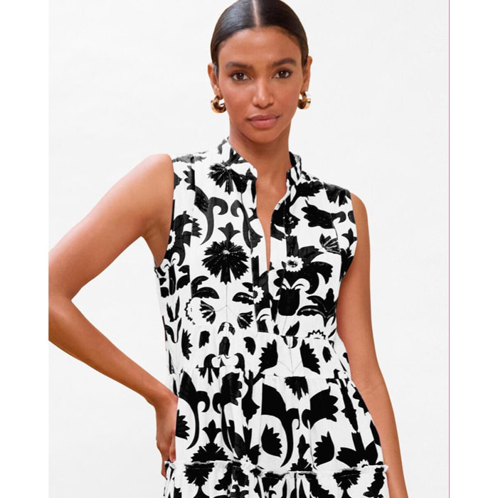 Abito corto con volant e stampa floreale