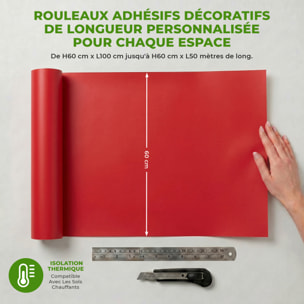 Rouleau adhésif décoratif Vinyle au Mètre - Rouge cerise - Sticker Lavable Imperméable Mur Cuisine Meubles