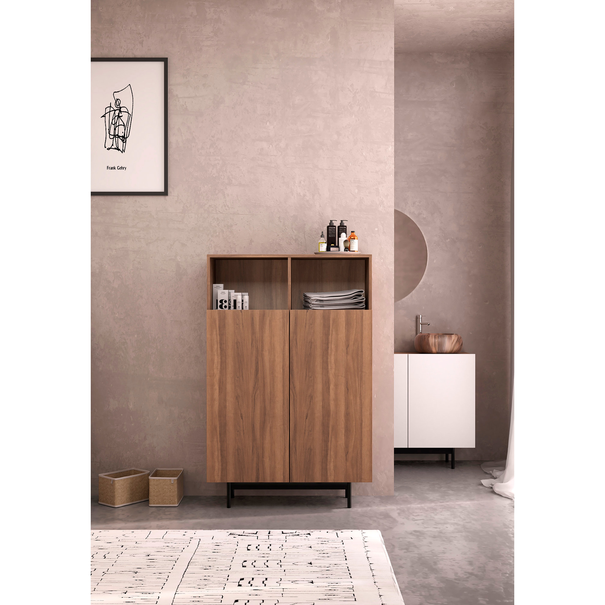 Aparador alto Printed nogal 140x90x34 cm