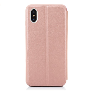 DAM CUSTODIA A LIBRO CON CHIUSURA MAGNETICA A FINESTRA IPHONE X 7x2x14 Cm. Colore: oro rosa