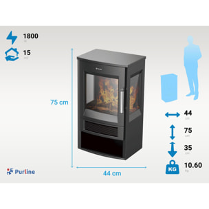 Estufa eléctrica grande de suelo con control WiFi por App CHE-720 B PURLINE 1800 W