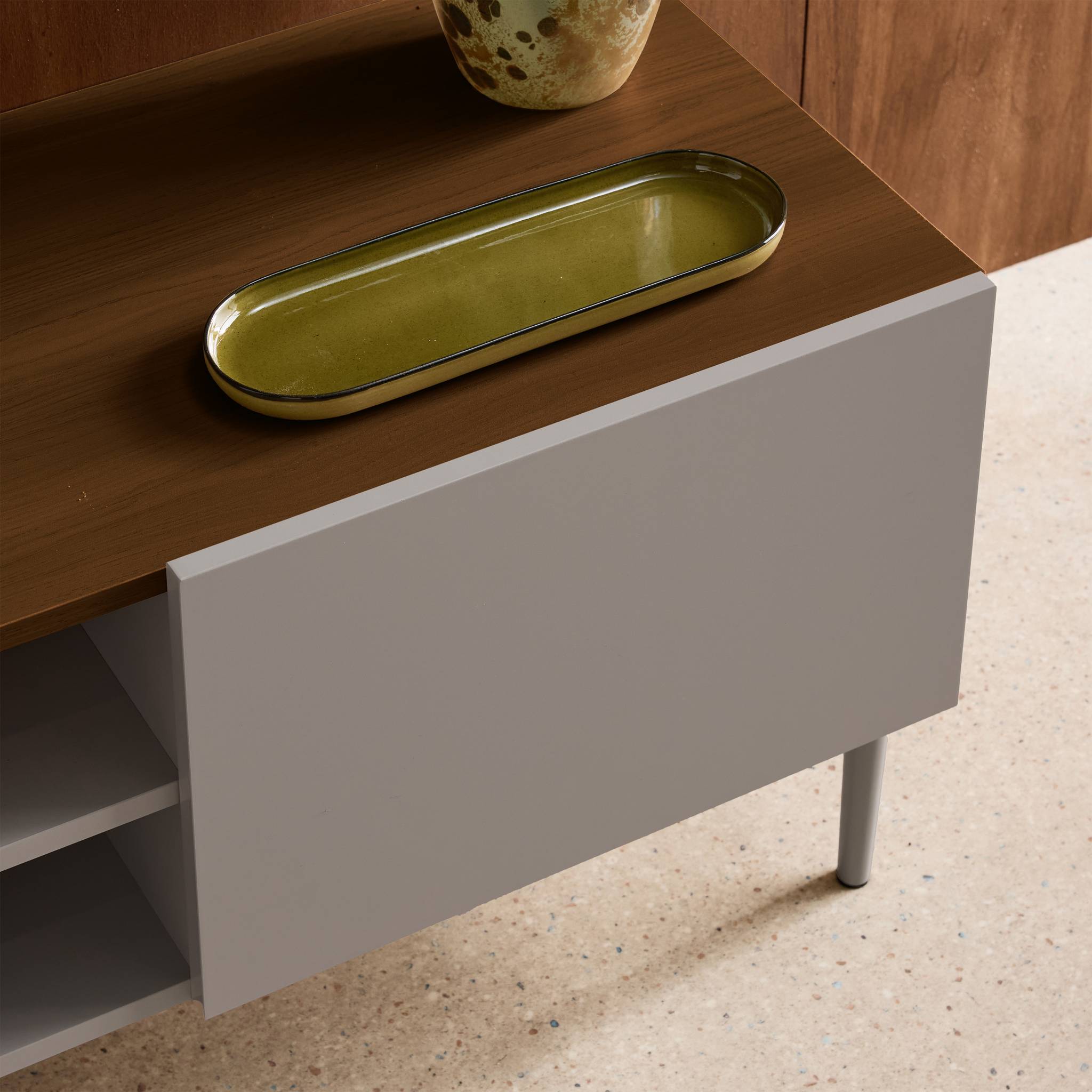 Meuble TV métal et décor bois 2 portes 140cm ASHTON